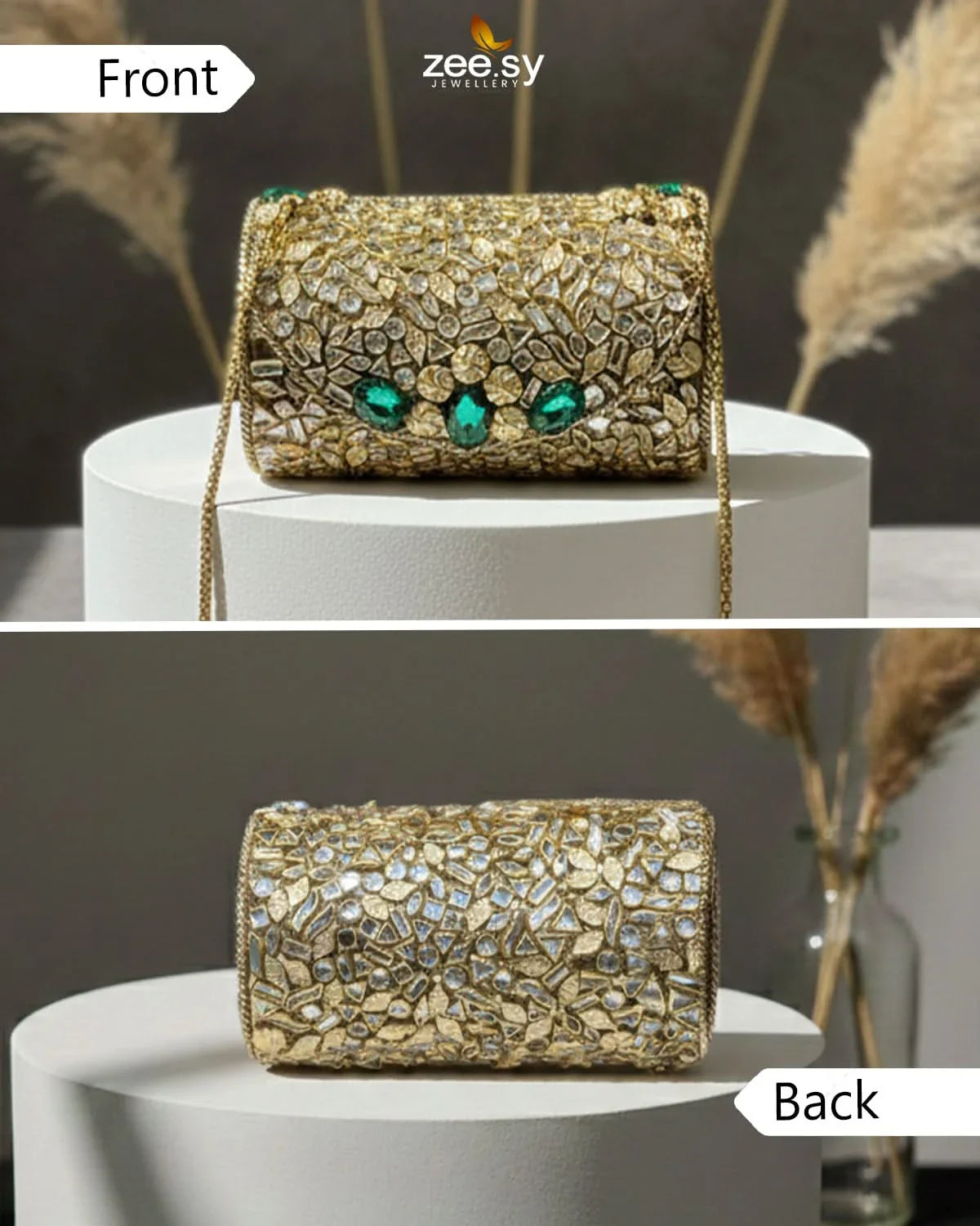 Bella Ferozah Leaf Clutch Bag - Zeesy Jewellery