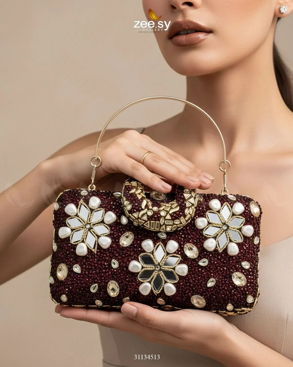 Elegant Ruby Crystal Clutch Bag - Zeesy Jewellery