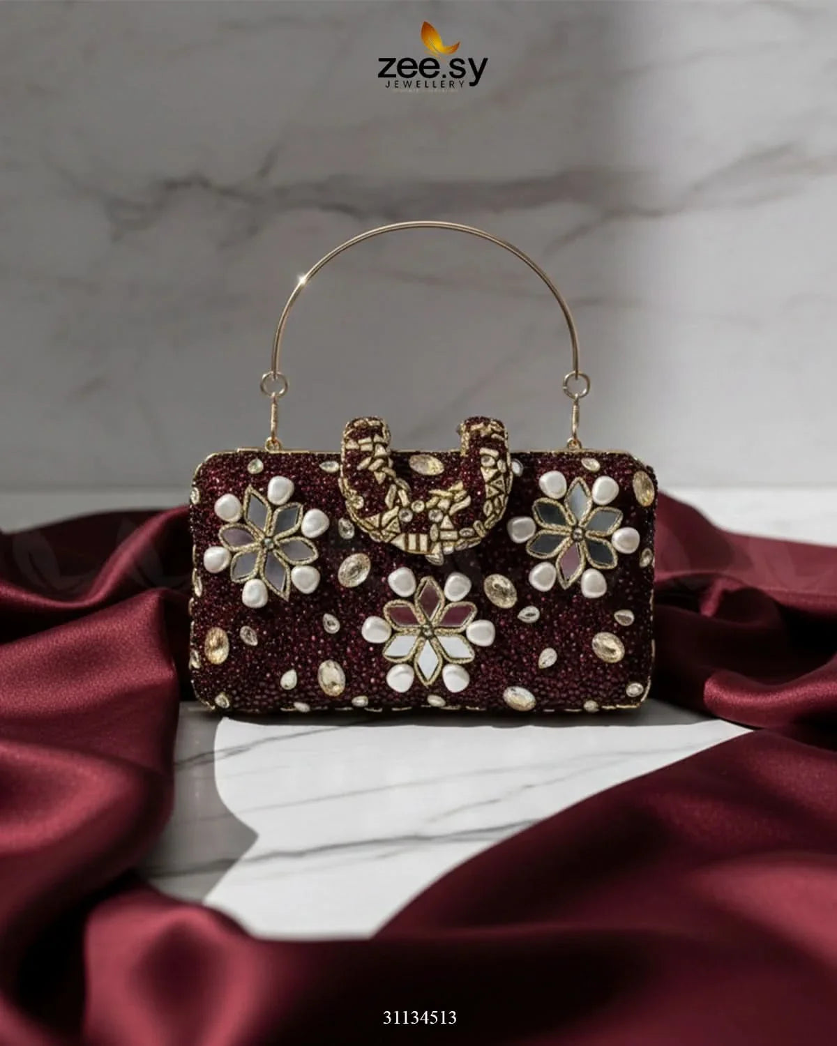 Elegant Ruby Crystal Clutch Bag - Zeesy Jewellery
