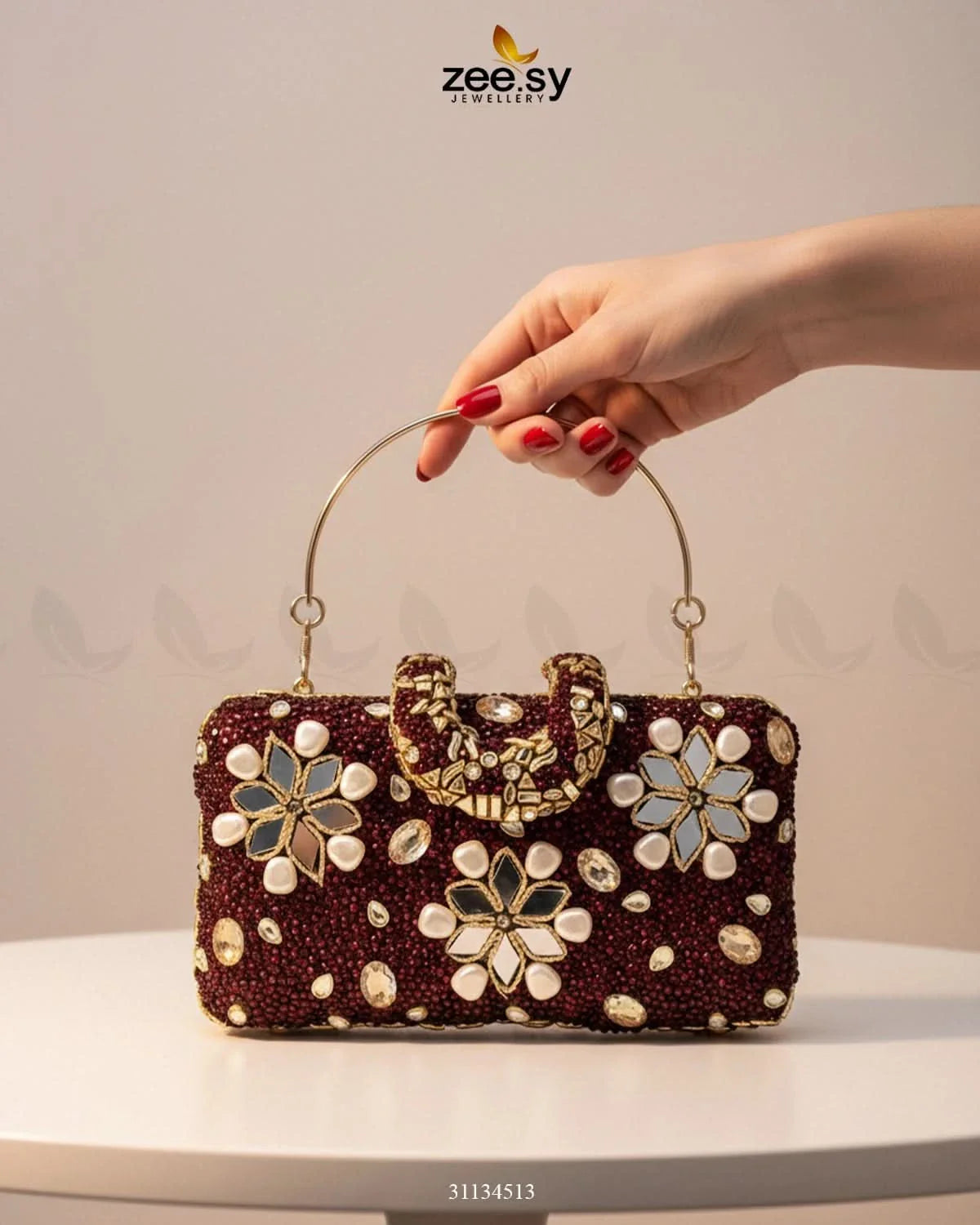 Elegant Ruby Crystal Clutch Bag - Zeesy Jewellery