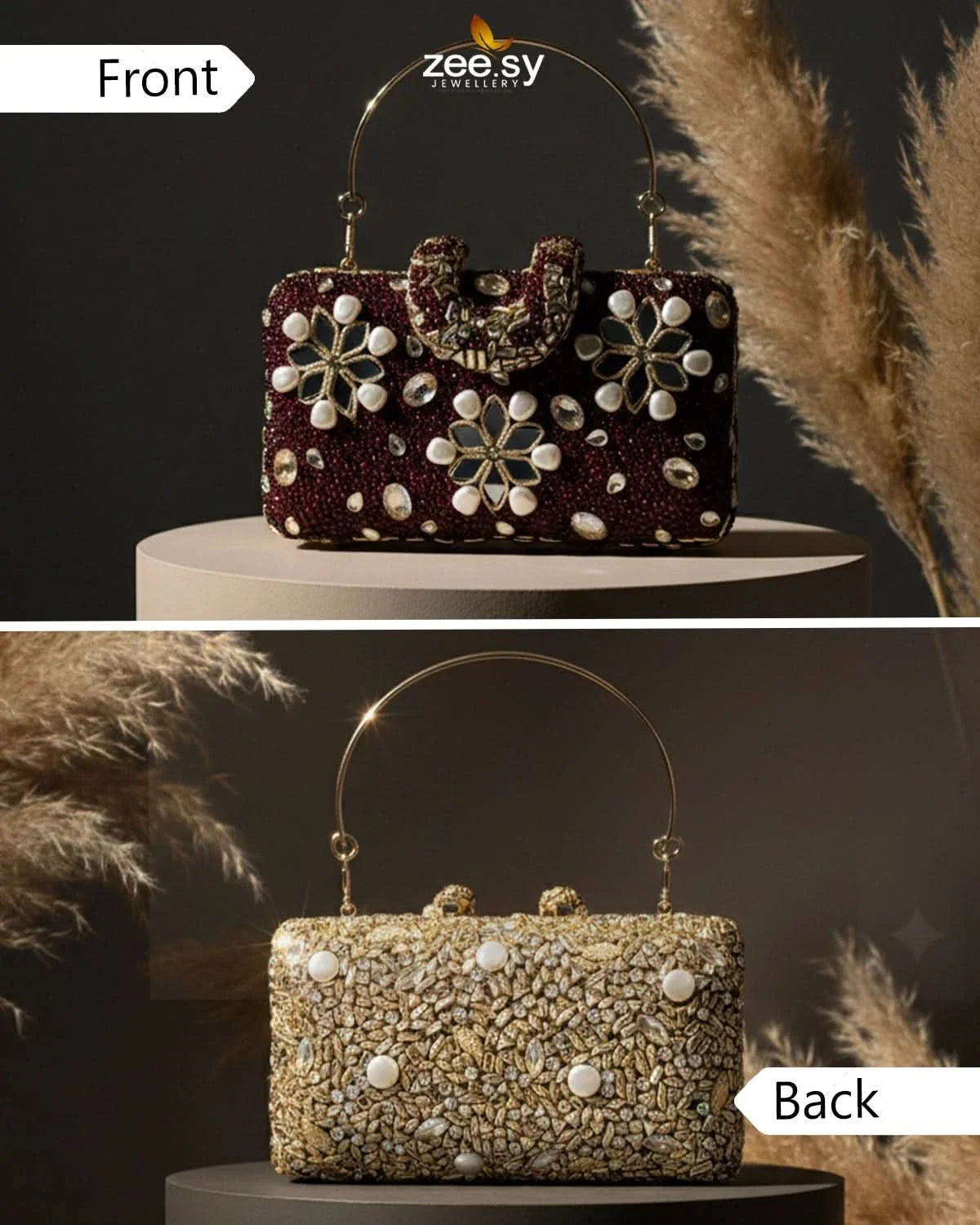 Elegant Ruby Crystal Clutch Bag - Zeesy Jewellery