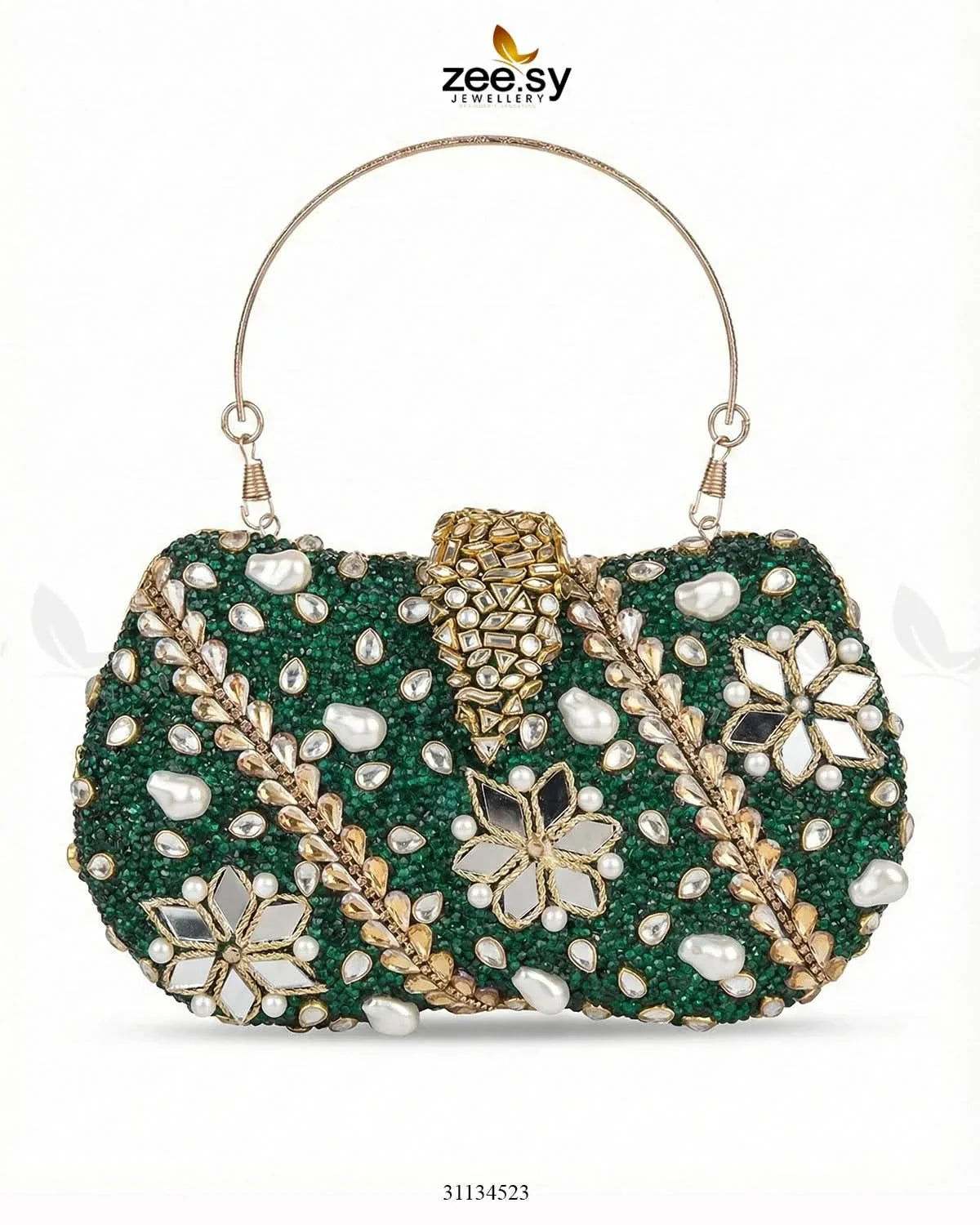 Emerald Baroque Pearl Clutch Bag - Zeesy Jewellery