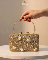 Floral Crystal Cocktail Clutch Bag - Zeesy Jewellery