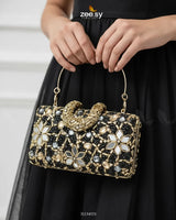 Floral Crystal Cocktail Clutch Bag - Zeesy Jewellery