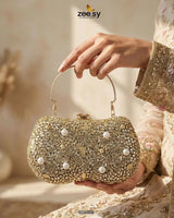 Gilded Embellished Kundan Clutch Bag - Zeesy Jewellery