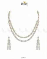 Golden Frost Glimmer Necklace Set Golden White - Zeesy Jewellery