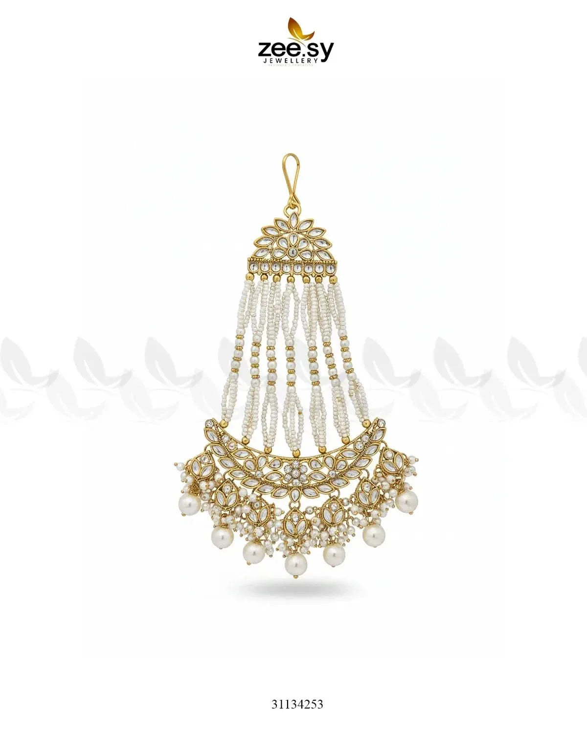 Galini Pearl Kundan Jhumar Golden White - Zeesy Jewellery