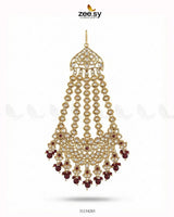 Majestic Faux Pearl Jhumar Golden Red - Zeesy Jewellery