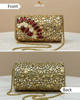 Midnight Reddish Kundan Clutch Bag - Zeesy Jewellery