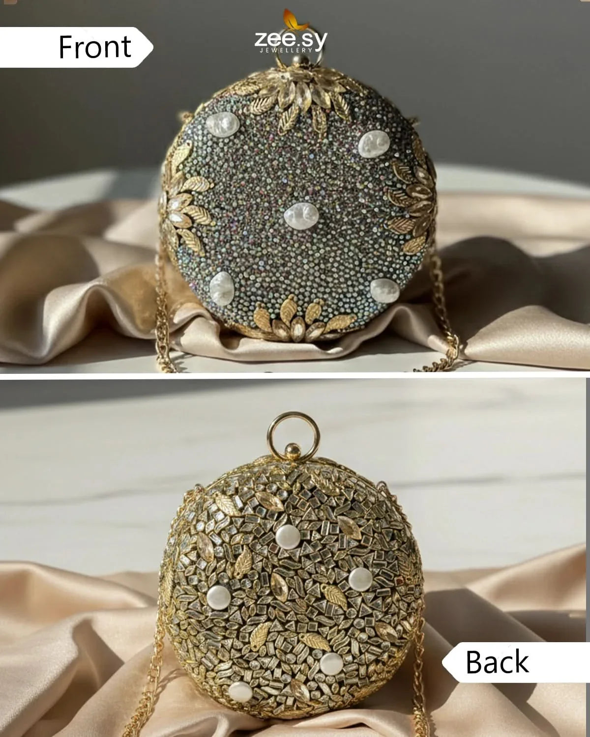 Royal Leaf's Rhinestone Clutch Bag - Zeesy Jewellery