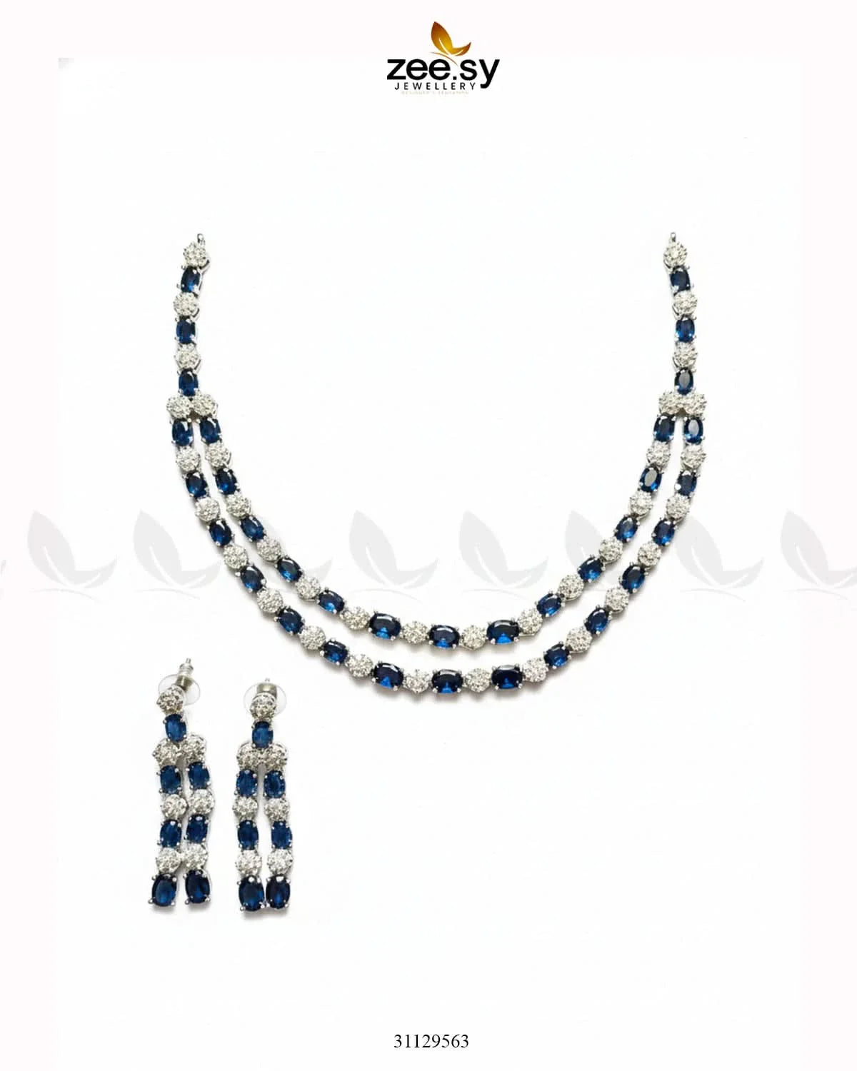 Silver Frost Glimmer Necklace Set Silver Blue - Zeesy Jewellery