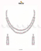 Silver Frost Glimmer Necklace Set Silver Mint Pink - Zeesy Jewellery