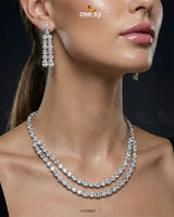Silver Frost Glimmer Necklace Set Silver White - Zeesy Jewellery