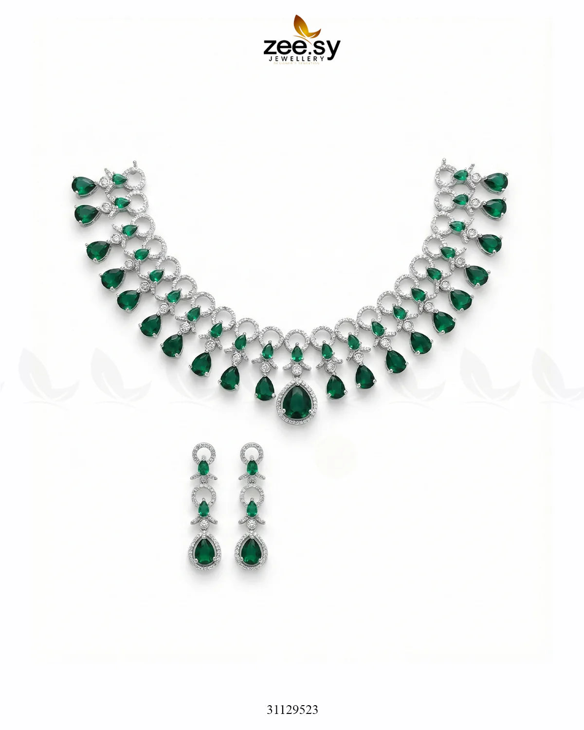 Silver Halo Cascading Necklace Set