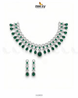 Silver Halo Cascading Necklace Set
