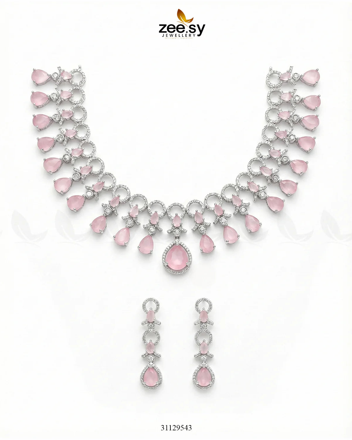 Silver Halo Cascading Necklace Set