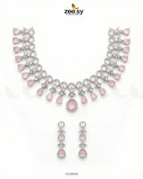 Silver Halo Cascading Necklace Set